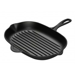 Le Creuset - Poêle Signature Fonte Emaillée Manche en Bois 28 cm Noir Mat -  Les Secrets du Chef