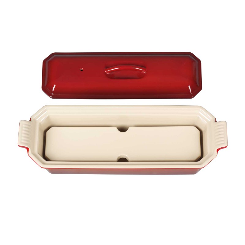 Le Creuset Terrine Foie Gras/Presse 111cl Rouge Cerise Les Secrets