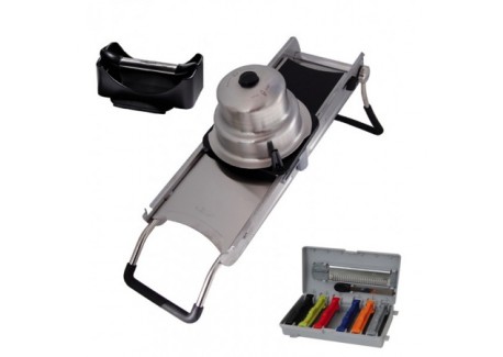 Revolution Master roestvrijstalen keukenmandoline, recht mes, 6 julienne-snijder - De Buyer