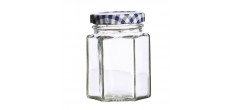 Zeshoekige glazen pot met deksel 110 ml