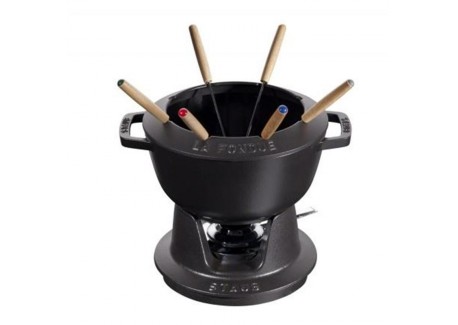 Fondueset in matzwart geëmailleerd gietijzer 2,3 l - Staub
