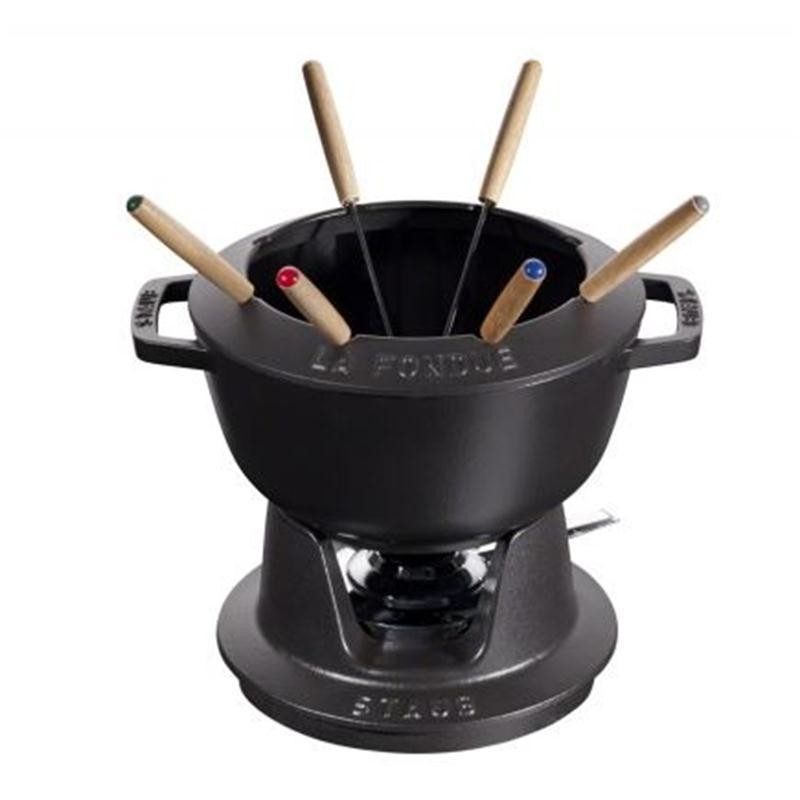 Staub - Service à Fondue en Fonte Emaillée Noir Mat 2,3 l - Les