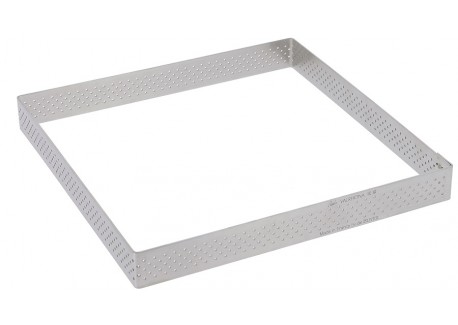 Cadre à Tarte Perforé Carré Valrhona 20x20x2 cm - De Buyer