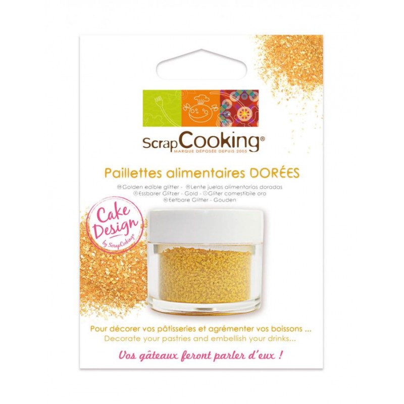 SCRAPCOOKING Gel colorant alimentaire noir + paillettes dorées pas