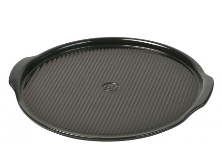 Ronde pizzasteen 37 cm Vuurvast Keramiek Zwart Fusain - Emile Henry