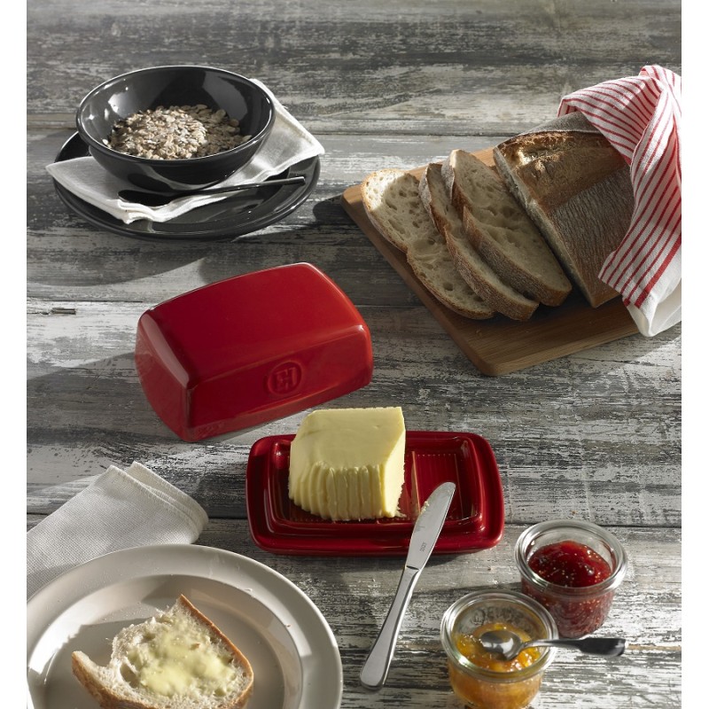 Beurrier Céramique Argile Blanc Cassé 11,5x17 cm (250 g de Beurre) - Emile Henry