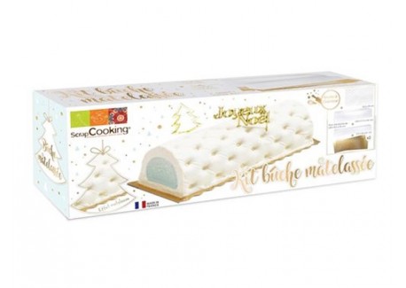 Kit Bûche Matelassée avec Moule, Insert et Feuille de Structure Matelassée - Scrapcooking