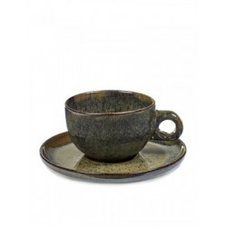 Sergio Herman Surface Tasse Cappuccino avec Sous-Tasse Indi Grey - Serax Sergio Herman Surface Tasse Cappuccino avec Sous-Tasse Indi Grey - Serax