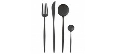 Moon Black Set Couverts 24 pcs Noir Brossé + Coffret en Bois