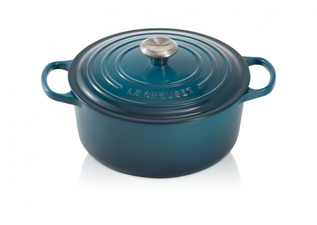 Signature Ronde Gietijzeren Stoofpot 4,2 L Blauw Deep Teal (24 cm) - Le Creuset