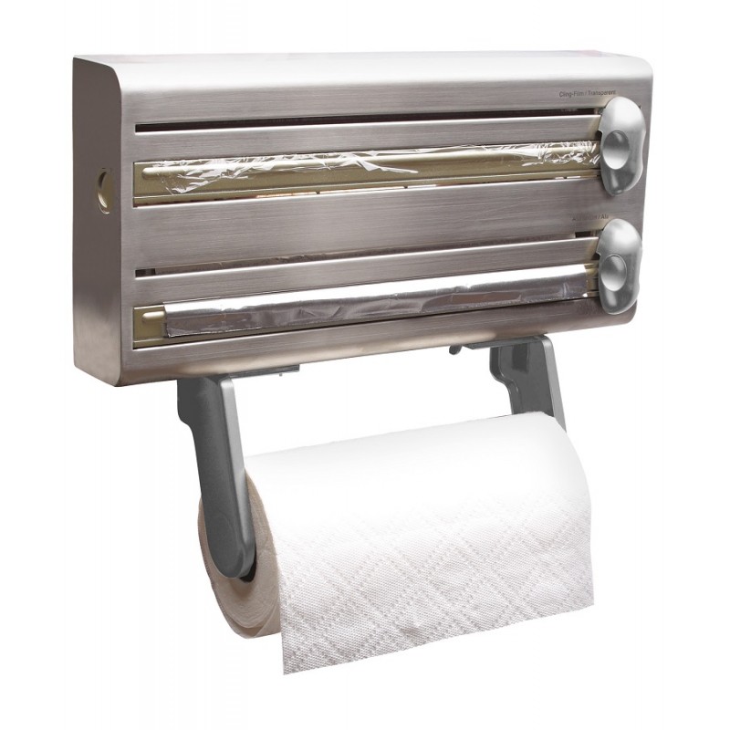 Distributeur & Coupeur Pour Papier Alimentaire En Bambou - Rangement Film Étirable, Aluminium, Papier Cuisson