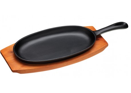 Plancha en Fonte avec Base en Bois 24 cm  - KitchenCraft