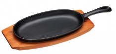 Gietijzeren Plancha met Houten Basis 24 cm