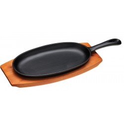 Plancha en Fonte avec Base en Bois 24 cm 