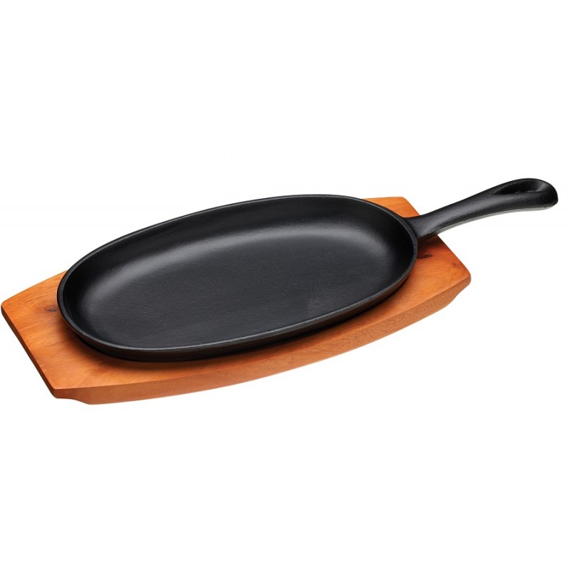 Plancha en Fonte avec Base en Bois 24 cm  - KitchenCraft