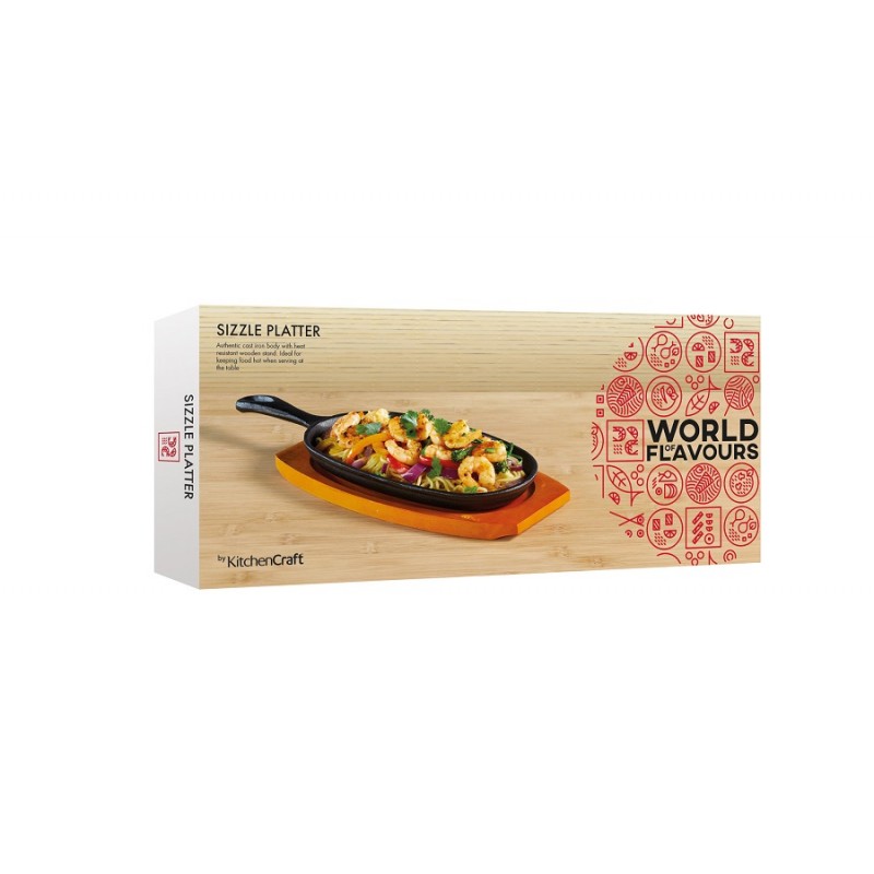 Plancha en Fonte avec Base en Bois 24 cm  - KitchenCraft