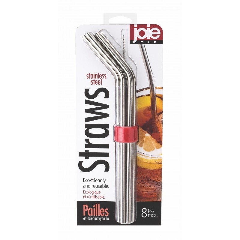Pailles réutilisables en inox 6 pcs + Goupillon  - Joie