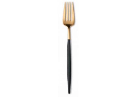 Goa Fourchette de Table Or Brossé Manche Noir - Cutipol