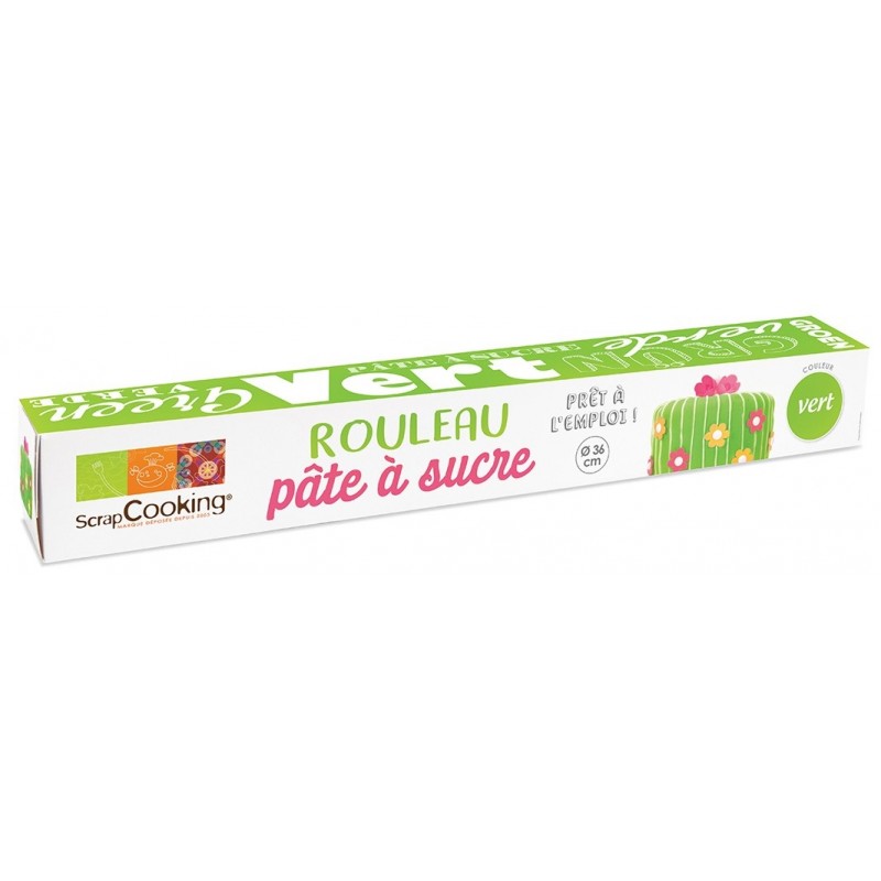 SCRAPCOOKING Pâte à sucre vert foncé 100 g + paillettes dorées pas