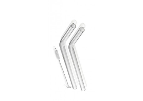 Pailles Réutilisables en Verre Transparent 4 pcs + Goupillon - Gefu
