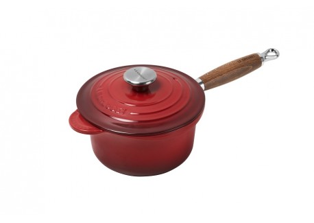 Saucier Fonte Manche en Bois 18 cm Rouge Cerise - Le Creuset