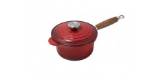 Saucier Fonte Manche en Bois 18 cm Rouge Cerise