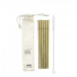 Pailles Réutilisables en Bambou 6 pcs + Goupillon - Point Virgule Pailles Réutilisables en Bambou 6 pcs + Goupillon - Point Virgule