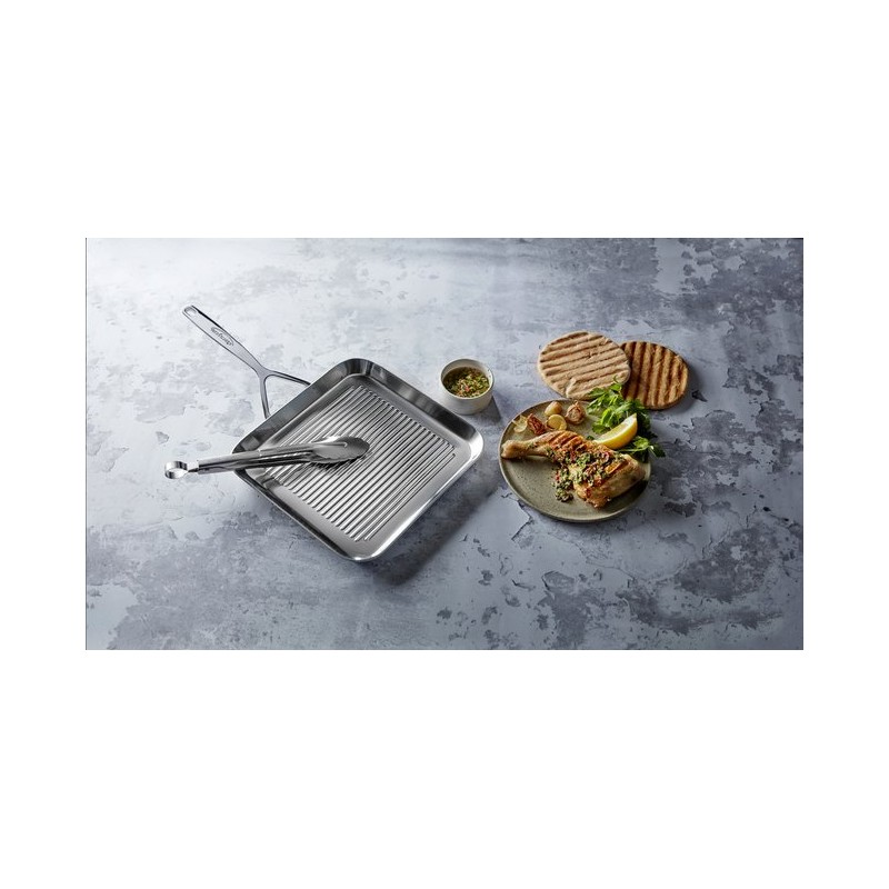 Poêle Grill Fonte 28cm Carrée Plancha Viande Induction Poêle à