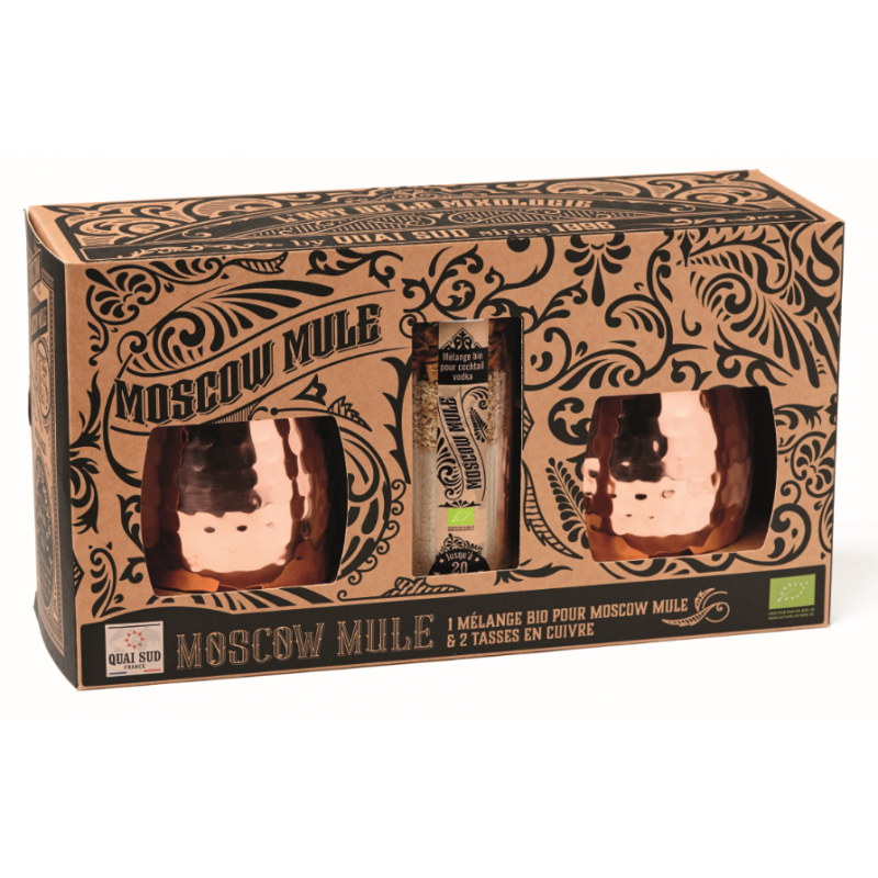 Coffret "Moscow Mule" Mélange Cocktail Bio + 2 Tasses  - Quai Sud