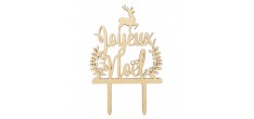 Houten Kerst Cake Topper "Joyeux Noël"