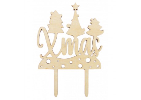 Houten Kerst Cake Topper "Xmas" - Scrapcooking