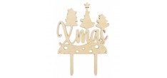 Houten Kerst Cake Topper "Xmas"