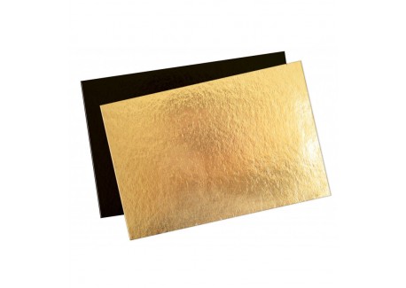 Plateau Carton pour Gâteau, Cake, Tarte Rectangulaire 20x30 cm Doré et Noir 5pcs - Scrapcooking