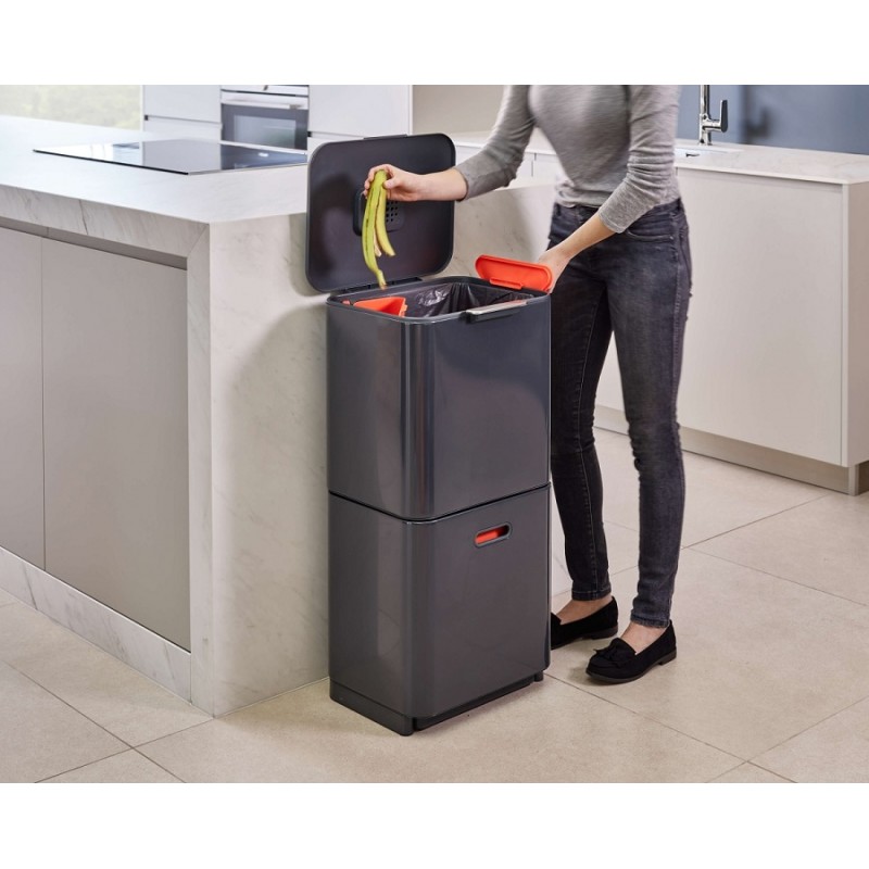 Joseph Joseph - Totem Poubelle 60 l Gris Anthracite - Les Secrets du Chef