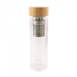Bouteille à Thé Verre Double Paroi avec Infuseur Inox 420 ml - Point Virgule Bouteille à Thé Verre Double Paroi avec Infuseur Inox 420 ml - Point Virgule
