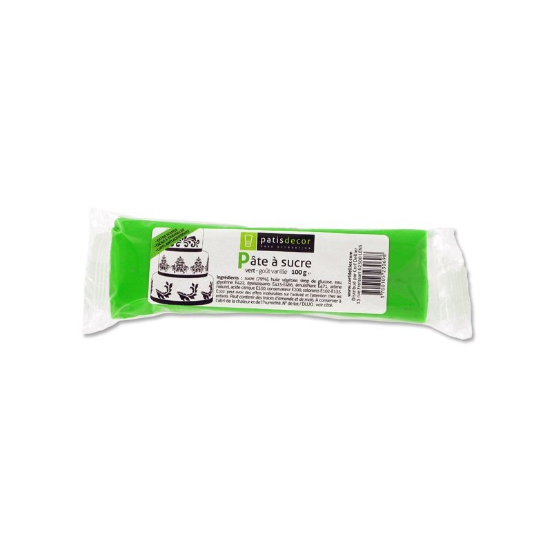 Cerf Dellier - Pâte à Sucre Vert 100 g - Les Secrets du Chef