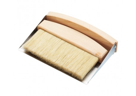 BURI Kit De Balayage De Table En Bois Et Métal - Balai Et Pelle En Bois De Hêtre Naturel Et Poils De Cheval - Mini Balayette Et Pelle Magnétique