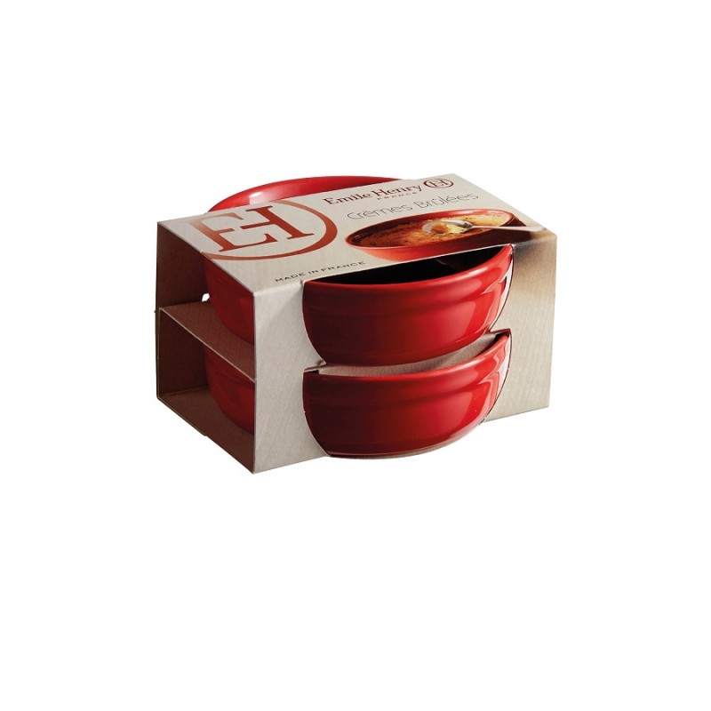 Emile Henry - Set 2 Ramequins Crème Brulée 13 cm Rouge Grand Cru - Les  Secrets du Chef