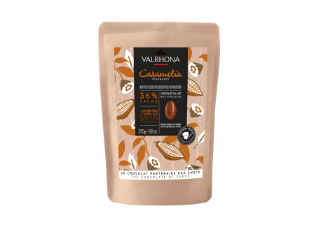 Chocolat au Lait Caramelia 36% Sachet Fèves 250 g - Valrhona