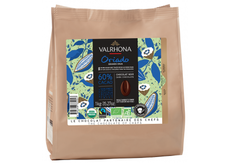 Chocolat Noir Oriado 60% Bio Fair Trade Sac Fèves 1 kg - Valrhona