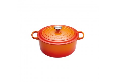 Cocotte Fonte Signature Ronde 2,4 L Orange Volcanique (20 cm) - Le Creuset
