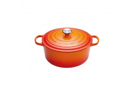 Cocotte Fonte Signature Ronde 3,3 L Orange Volcanique (22 cm) - Le Creuset