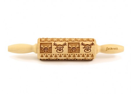 Rouleau à Empreintes en Bois Christmas Joy 23 cm - Folkroll