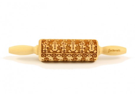 Rouleau à Empreintes en Bois Gingerbreadman 23 cm - Folkroll