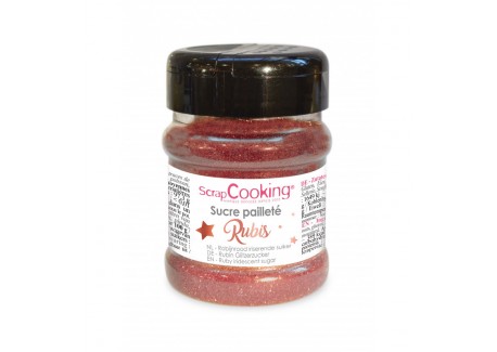 Sucre Pailleté Rouge Rubis 160 g - Scrapcooking