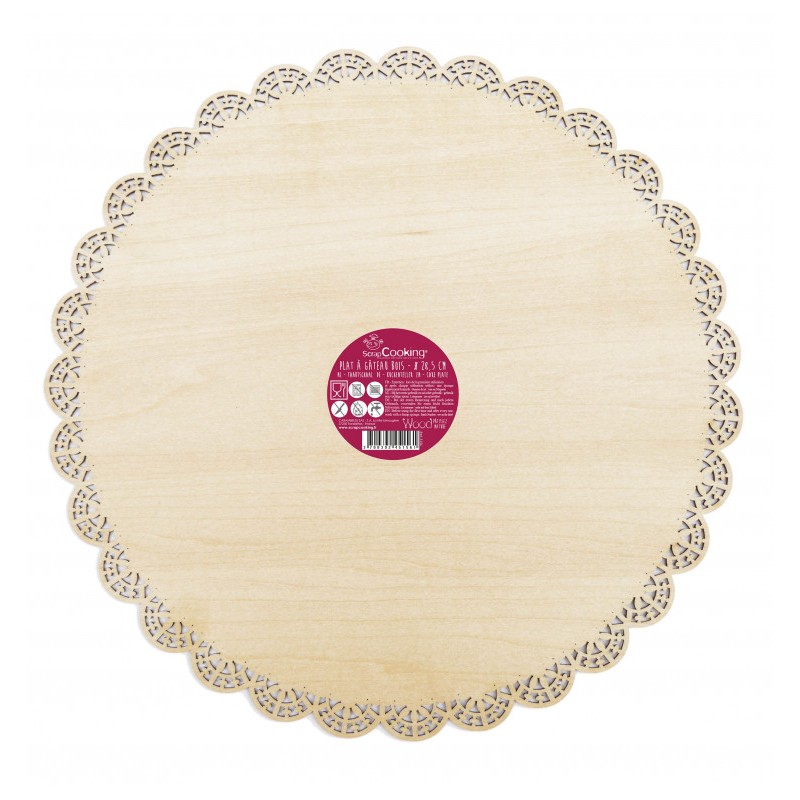 Scrapcooking - Support à Gâteaux Rond en Bois 29 cm - Les Secrets du Chef