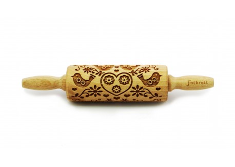 Rouleau à Empreintes en Bois Folk Doves 23 cm - Folkroll