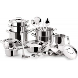 Sfiziosa Batterie de Cuisine Casseroles et Ustensiles Inox Brillant 24 pcs 