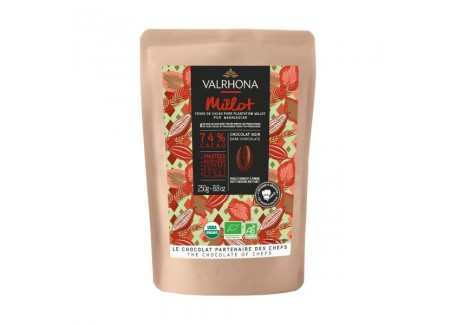 Chocolat Noir Millot 74% Bio Sachet Fèves 250 g  - Valrhona