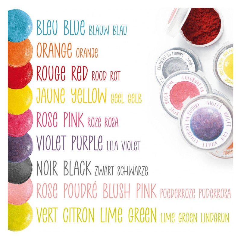 Colorant Alimentaire Naturel pour Patisserie: en Poudre, rouge, vert,  jaune, orange, macaron